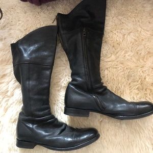 Fiorentini + Baker Handmade Black leather Zipper Knee High Boots size EU 37 US 7